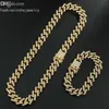 Kedja män halsband designer smycken lyx mode guld silver halsband och armband set miami hiphop för män kvinnor is ut cha290n