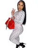 Women Sports Tracksuits 2 Piece Set Fashion Casual Printed Cute Pattern Long Sleeve T Shirt Leggings Outfite Ladies Leisure Jogging Clothing