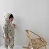 Autumn infant boys and girls cotton striped hoodies sweatpants baby casual long sleeve bodysuits 210508