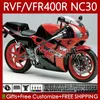 Bodys لهوندا RVF400R N30 V4 VFR400 R VFR400R 89-93 79NO.37 RVF VFR 400RRR 1999 1990 1991 1992 1993 VFR400RR VFR 400R 89 90 91 92 93 Fairing Kit Factory Red