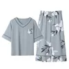 Conjuntos de pijamas de manga corta para mujer de talla grande M-5XL, ropa de dormir de algodón para salón, ropa de casa holgada para niñas 210831
