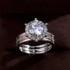 Classic 4 Claws Bridal Engagement Wedding Rings Dazzling Cubic Zirconia Timeless Style Female ring Jewelry