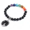 Natursten Män Smycken Svart Onyx Armband Kvinnor Yoga Beads Handgjorda Armband Träd av liv Bangle