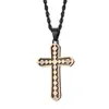 Men's Double Layer Hollow Pendant Blue Cross Necklace Garbage Pride Chain Streetwear Stainless Steel Jewelry