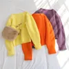 Höst vinter stickad beskuren tröja Pullovers Casual Oversized Vintage Short Jumper 210427