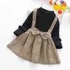 Robe de bébé filles pour la fête de mariage automne enfants es pour enfants princesse plaid tutu vêtements décontractés 210508