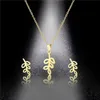 Hollow plant olijfboom tak bladeren hanger ketting sets choker voor vrouwen antler heks bloem roestvrij stalen sieraden kettingen