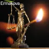 ERMAKOVA European Antique Bronze Greek Justice Goddess Statue Fair Angels Resin Sculpture Ornaments Desktop Home Decoration Gift 210811