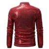 Brillant Rouge Sequin Glitter Bomber Veste Hommes Hip Hop Varsity Vestes Manteaux Hommes Discothèque Scène Disco DJ Prom Veste Homme 210522