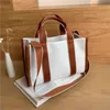 Shopping Bags Canvas Tote New Simple Retro Handbag Women's Wide Shoulder Strap Ssenger Luxury Designer Large Travel Purse 220307