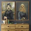 ヴィンテージの上品な犬の偽装の壁のアートポスタープリント動物身に着けているコートキャンバス絵画壁画居間の装飾