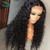 Bythair Curly Human Hair 13X6 HD Transparent Lace Front Wigs With Baby Hairs Pre Plucked Natural Hairline Black Color Deep Wave Bleached Knots