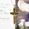 Chaîne pendentif croix de jésus pour hommes et femmes, bijoux en or jaune 18 carats, accessoires Crucifix remplis