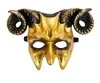 Halloween Mardi Gras Party Horror Half Gezichtsmasker Voor Volwassen Mannen Dames Cosplay Ox Horn Maskers Masquerade Ball Props WHDB21734A