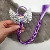 Nya nya tjejer Gullig tecknadbåge Butterfly Färgrik Braid Headband Kids Ponytailhållare Gummi Bands Mode Hår Tillbehör 1859 Y2