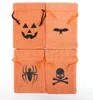 2021 50 Pz/pacco Confezione regalo di Halloween Pipistrello Zucca Teschio Tela di lino Caramelle Borsa con cordoncini Tasca Snack Snack Borse portaoggetti Custodia per biscotti Decorazioni per dolcetto o scherzetto per bambini