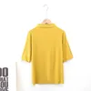 maglietta da donna in maglia moda casual dolcevita mezza manica camicia fitness che tocca il fondo W820 210526