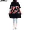 DIMANAF 여성 TSHIRT 면화 플러스 크기 여름 배트 윙 슬리브 여성 패션 폴카 도트 기본 탑 캐주얼 대형 느슨한 Tshirt 210322