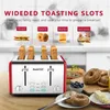 ABD Hisse Senedi 4 Dilim Tost Ekmek Makineleri 6 Gölge Ayarları ile Prime Retro Simbeli Tost Makineleri, 4 Ekstra Geniş Yuva, Defrost / Simit / CAN247K
