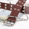 Punk Style Metal Buckle Regulowane Podwójne Wydepy Pas Belt Dżinsy Moda Paski łańcuchowe