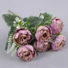 ONE Fake Flower Autumn Peony (6 Heads/Bunch) 14" Lngth Simulation Round Rosa for Wedding Home Decorative Artificial Flowers