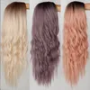 Synthetic Wigs FEELSI Blonde/latinum/Black Color Long Wavy Hairstyle For Women Ombre Hair High Temperature Fiber Average Size Tobi22