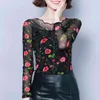 Fashion Elegant Lace Women Tops O-neck Long Sleeve Hollow Floral Clothing Slim Blouses Plus Size 5675 50 210508