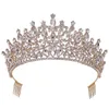 JINGLANG Wedding Prom Crown Hair Bridal Headpiece woman Baroque Rhinestones Crystal Tiaras Princess Party Crowns Hair Accessorie