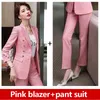 Casual Green Pink Blue Blazer Suit Fashion Coat Jacket och byxkvinnor Asymmetrisk rand plus storlek 5xl 2 -stycken Set Women's Two Pants