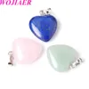 WOJIAER Love Heart Silver Plated Reiki Chakra Pendant Jewelry Natural Tigers Eye Agate Amethyst Gem Stone Bead BN345