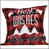 Подушки для подушки для подушки для постели для дома Текстиль Средства рождества в саду Черно-красный Буффало Близнецы льняные подушки для дивана диван рождество декор 18 дюймов
