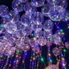 Lysande LED ballong transparent färgad blinkande belysning ballonger med 70cm pol bröllopsfest dekorationer semesterförsörjning A42