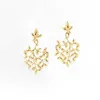 Stud 2021! TIF 925 Pure Silver Fashole Gold Leaf Earrings Eleganta Atmosfäriska Örhängen, Klassiska Tillbehör