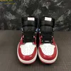 Authentieke jumpman 1 les twin - fearless basketbalschoenen 1s hoge og rood wit zwart blauw octrooi lederen buiten sneakers maat 36 ~ 46 met doos