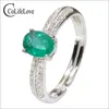 رواتب الكتلة Colife Jewelry Silver Emerald Ring للمشاركة 0.5CT الأخضر العميق الطبيعي 925 زامبيا