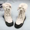 High Boots Quality Women Winter Keep Warm Mid-Calf Snow Lace-Up Comfortable Ladies Chaussures Femme Size 36-42 20282 40469 65784