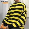 블랙 레드 스트라이프 니트 스웨터 가을 겨울 Crewneck 패션 긴 단락 대형 점퍼 남자 여성 풀오버 의류 My12 남자