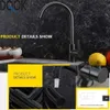 DQOK Black Kitchen Faucets Stainless Steel Kitchen Mixer Single Handle Single Hole Kitchen Faucet Brushed Nickle Mixer Sink Tap 210724