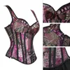 NXY set sexy Corsetto nero Top con spalline Floreale Overbust Bustier Lingerie di pizzo vintage Taglie forti per le donne Steampunk Satin 1130