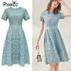 lace elegant blue office lady spring summer fashion midi dresses for women casual daily wear de ropa mujer chic 210421