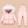 Kinderen Down Jasje + Jumpsuit Kids Peuter Meisje Jongen Kleding Down 2 Stks Winter Outfit Pak Warm Baby Overalls Kleding Sets 211111