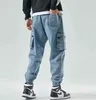 CHAIFENKO Hip Hop Cargo Jeans Pants Men Fashion Casual Harem Joggers Trousers Streetwear Denim Plus Size M-8XL 211111