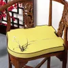 Personalizado Bordado Bordado Orquídea Grama Assento Almofadas Côncavo Triângulo Cadeira Almofadas Anti-Slip Irregular Chinês Chinês Linho Sit Mats