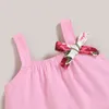 패션 아기 소녀가 여름 어린이 옷을 설정 카메이솔 + 활 인쇄 반바지 2 피스 유아 유아 정장 210515