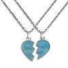 Combination Friend Broken Heart Necklace Pendant Mood Color Changing Temperature Sensing Necklaces Women Children Fashion Jewelry Will and Sandy