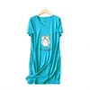 Koszulki Casual Cartoon Kobiety Krótki Rękaw Noc Sukienka Lato Knit 60% Bawełna Bawełniana Piżama Plus Rozmiar 210924