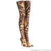 Bottes Impression Stretch Sexy Plus La Taille Bout Pointu Stiletto Sur Le Genou Super Haut Talon Femmes Hiver Cuisse