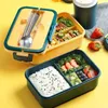 Bento box in stile giapponese per bambini Contenitore per alimenti per studenti Materiale in paglia di grano Contenitore per pranzo quadrato a prova di perdite con scomparto 211108