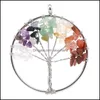 Halsband 7 Chakra Stones Natural Stone Quartz Tree of Life Pendant For Women Men Healing Crystal Necklace Pendants Reiki Jewelry Drop Del Del