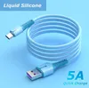 Vloeibare siliconen 5A Super snelle lading Kabel Micro USB Type C-kabel voor Samsung S20 S10 Opmerking 20 LG LADING DRAAD DATA USB